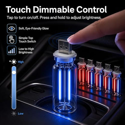 6 Pack USB Car Night Light (3Red&3Blue)