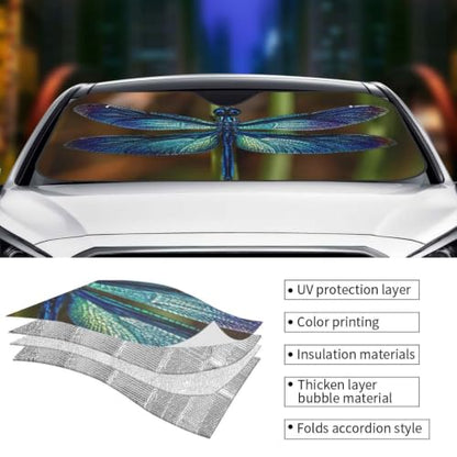 Dragonfly Car Windshield Sunshade Front Window Sun Visor Protector Foldable Shield Cover for Truck SUV (Black1 / Small)