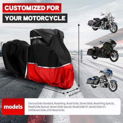 Motorcycle Cover for Harley Touring Model Road Glide Electra Glide Standard (Touring without Trunk)