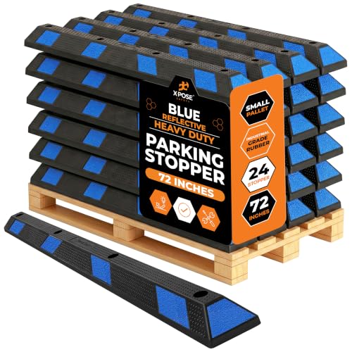 72" Heavy Duty Blue Rubber Parking Stopper (24 Pack)