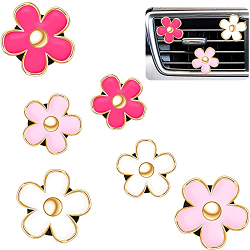 6 Pcs Daisy Vent Clips for Car (Red, Pink, White / 1 Count (Pack of 6))