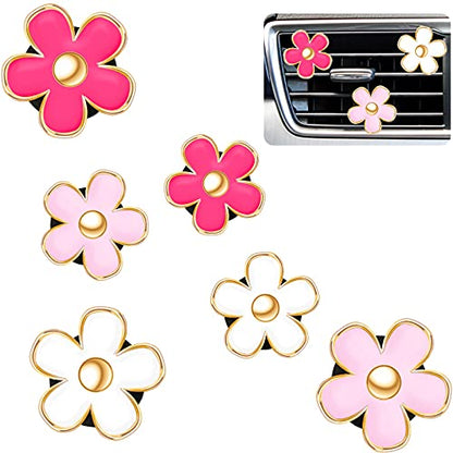 6 Pcs Daisy Vent Clips for Car (Red, Pink, White / 1 Count (Pack of 6))