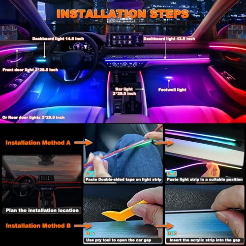 Interior Car LED Strip Lights (2 Pieces)
