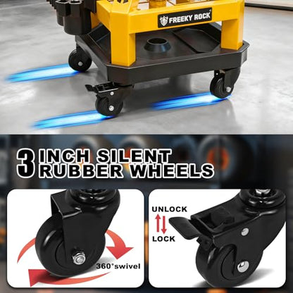Rolling Shop Stool with Wheels (Yellow)