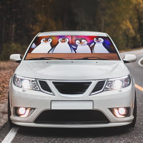 Funny Penguin Car Windshield Sun Shade Umbrella Foldable Sunshade (57X31 Inch / styled45f-7)