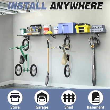 2 Pack Garage Wall Shelves (Black / 12*48inch)