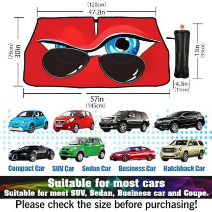 Funny Eye Car Windshield Sunshade Umbrella Foldable Umbrella (57X31 Inch / Color-0705-10)