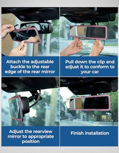 Car Rear View Mirror (Pink)