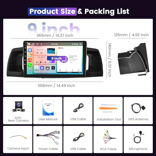 8 Core 4G+64G 5GWiFi Car Stereo Radio for Toyota Corolla EX 2007 (8-Core 4G+64G)