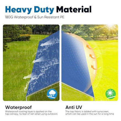 10x20 ft Heavy Duty Car Canopy Galvanized Frame Carport Outdoor Party Tent Boat Shelter with 3 Reinforced Steel Cables (Blue / 10'x20')