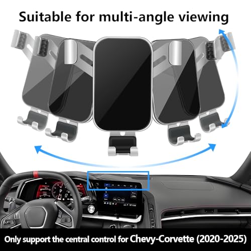 Car Phone Holder Center Console Organizer Tray for Chevrolet Chevy Corvette 2020 2021 2022 2023 2024 2025 2026 2027 C8 Auto Accessories Cell Phones Mount Dashboard Mobile CellPhone Screen Stand