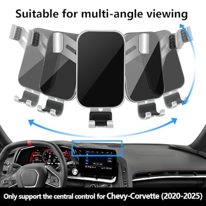Car Phone Holder Center Console Organizer Tray for Chevrolet Chevy Corvette 2020 2021 2022 2023 2024 2025 2026 2027 C8 Auto Accessories Cell Phones Mount Dashboard Mobile CellPhone Screen Stand