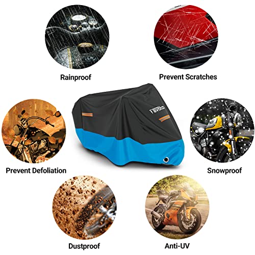 Motorcycle Cover Waterproof Outdoor Motorcycle Cover Heavy Duty (Blue / 96.5")