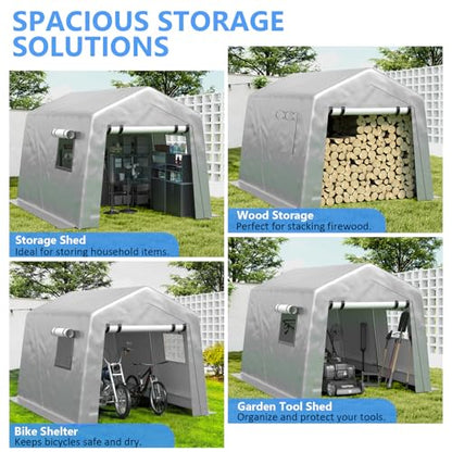 8x10 ft Carport Heavy Duty Tent with Roll (Gray / 8x10ft)