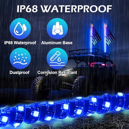 2PCS 3FT RGB LED Whip Light (3FT / （Pack of 2）)