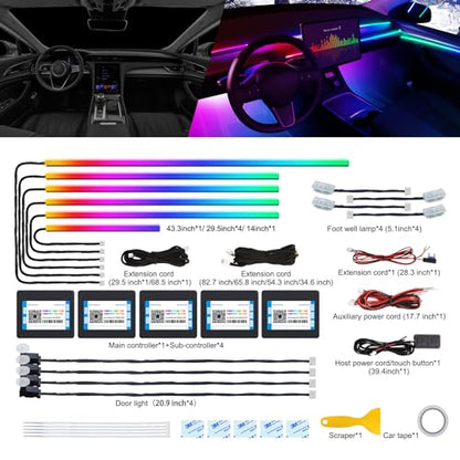 Dreamcolor Acrylic Interior Car LED Strip Light with Wireless APP (Dreamcolor 14 Lights)