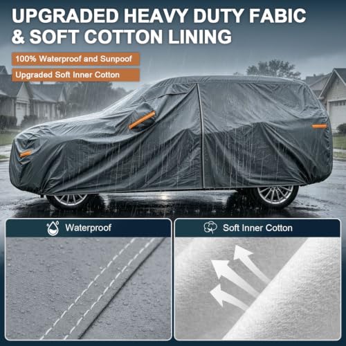 16 Layers Heavy Duty SUV Car Cover Waterproof All Weather (2 SUV Car Cover / 2 Fit SUV Jeep Length 201-208 inch)