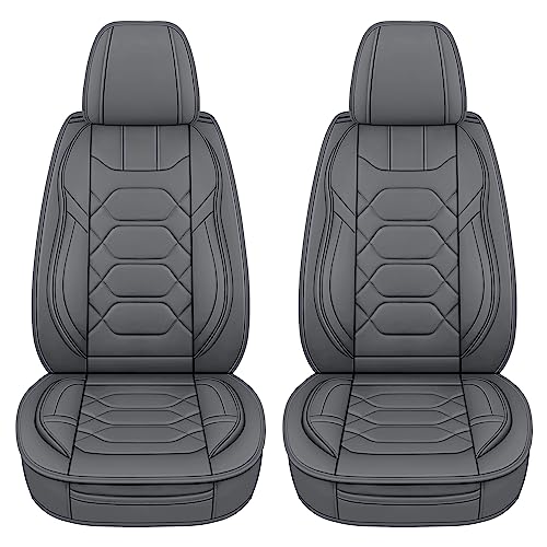Leather Car Seat Covers Front Pair (GRAY / FRONT SET)