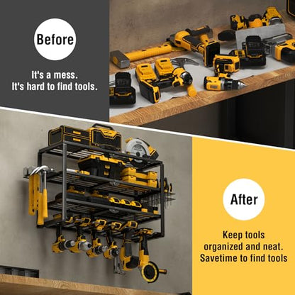 4 Layer Power Tool Organizer Wall Mount (24 Inch 6 Drills Holder)