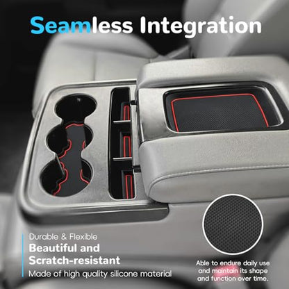 Silicon Organizer Tray Mat Compatible with Silverado 1500 BenchSeats (Red / 5 piece/set)