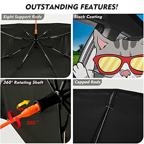 Funny Cats Car Windshield Sun Shade Umbrella Foldable Front Window Sunshade Cover Visor Window Car Front Window Auto Windshield Shade for Cars (One Size / Funny Cats)