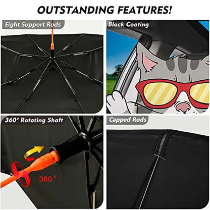 Funny Cats Car Windshield Sun Shade Umbrella Foldable Front Window Sunshade Cover Visor Window Car Front Window Auto Windshield Shade for Cars (One Size / Funny Cats)