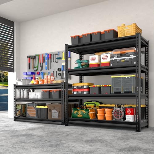48" W Garage Shelving Heavy Duty (Black / 48”W x 16”D x 72”H)