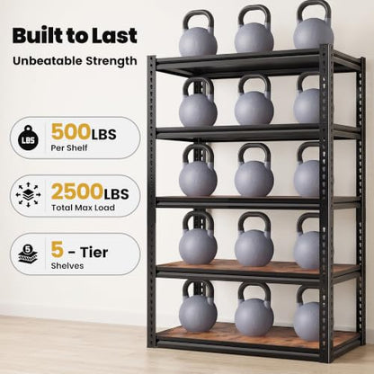 Storage Shelves Whith Thickened MDF Wood for House Pantry Organizer (R2-33.9"Wx15.4"Dx65.8"H,Black)