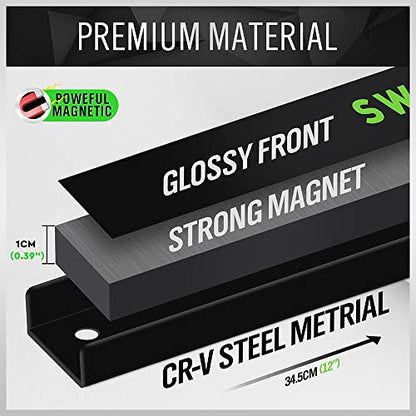 4 Piece 12" Magnetic Tool Holder Storage Organizer (Magnetic 12" 4-Piece Black)