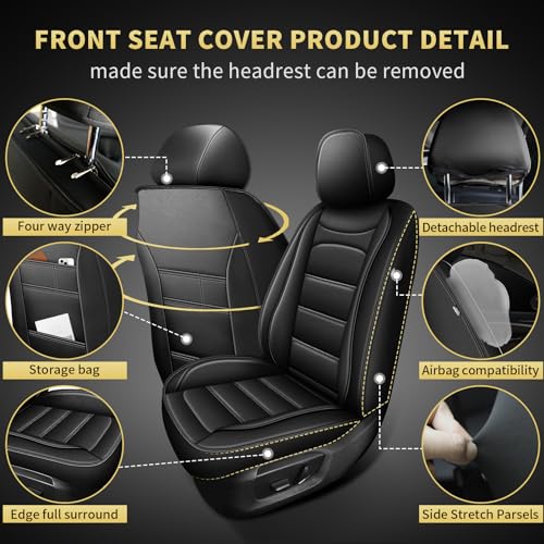 Custom Fit for Ford Ranger Seat Covers 2026 2025 (2 PCS Front #017 Black)