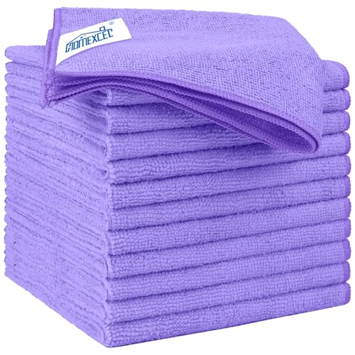 Purple Microfiber Cleaning Cloth 12 Pack 12.5 x 12.5 Inch Microfiber Towels for Cars Ultra Absorbent Cleaning Rags Lint Free Cleaning Towels for Household Kitchen (Purple / 12.5 x 12.5 Inch)