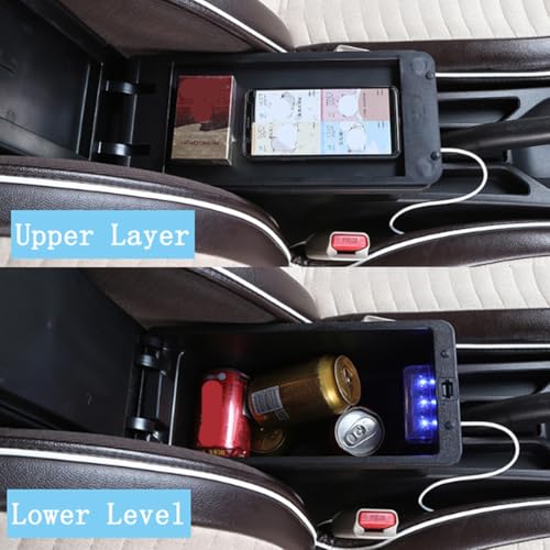 Armrest Box Center Console Seat Storage Box for Suzuki Jimny 2019 (Black-B Red Line)