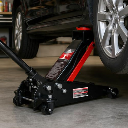 Floor Jack 3 Ton Capacity Fast Lift Service Jack Steel Heavy Duty Hydraulic Car Jack Black (3 Ton Fast Lift / Black)