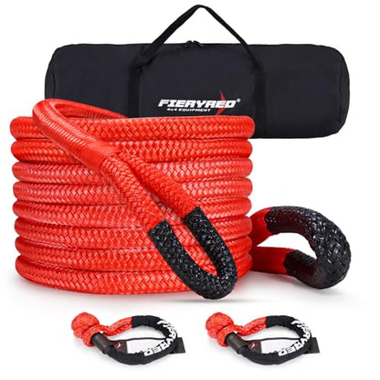 Kinetic Recovery Rope Kit with 2 Soft Shackles (Red / 1” x 30FT)