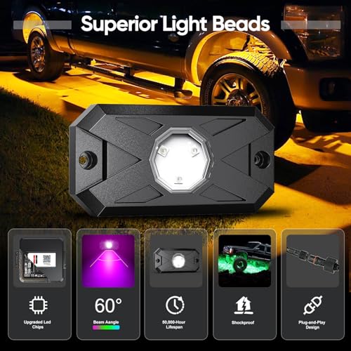 RGB LED Rock Lights Kit 4 Pods (4 Pods / RGB 3LED)