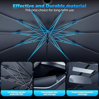 2026 Upgrade] FLORICH Windshield Sunshade Umbrella Foldable Car Windshield Sun Shade Cover (M(57" L x 32" W))