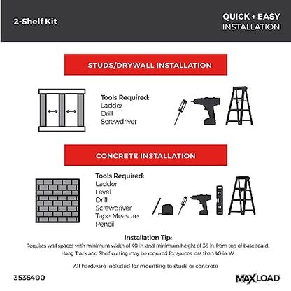 Heavy Duty Wall Shelf Kit for Garage (2 shelves)