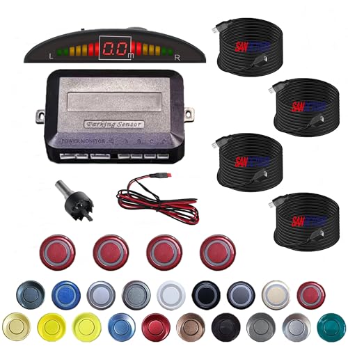 Parking Sensor Kit Backup Sensor Kit Reverse Sensor for Pickup & Extended Vehicles (Red)
