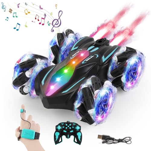 Upgraged Gesture Sensing RC Stunt Car with Lights & Music (Deep Blue / 1:18)