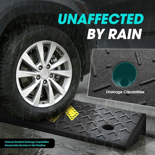 2pcs 5.3" Rise Rubber Arrow Curb Ramp Heavy Duty Loading Threshold Ramp 37.4" W x 13.8" D x 5.3" H for Loading Dock (5.3 in 2pcs w/Arrow)