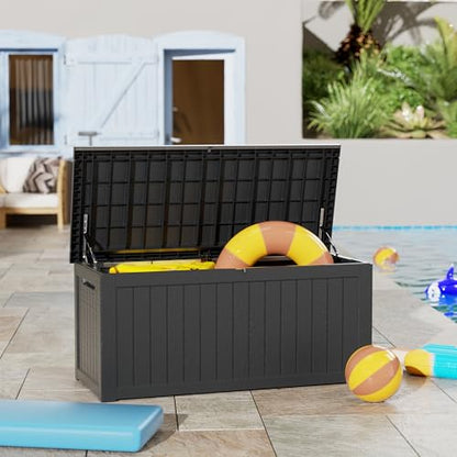 270 Gallon Outdoor Storage Box Patio Deck Box Waterproof (270 gallon / Black)