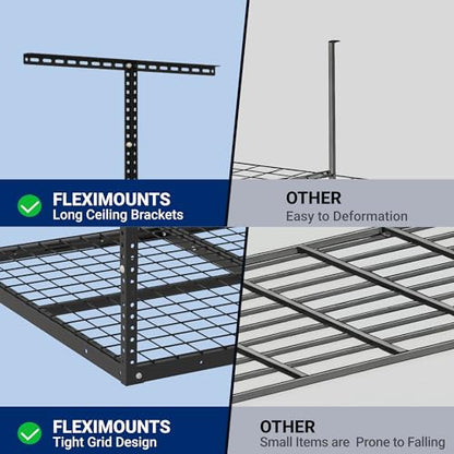 3x4 Overhead Garage Ceiling Storage Rack Organization (Black / 3x4 ft)