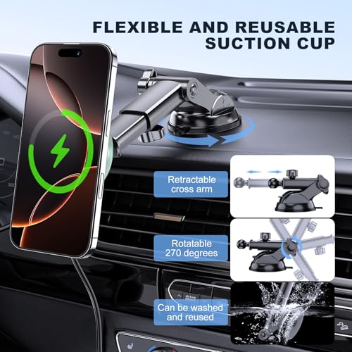 for Mag Safe Car Mount Charger Dash Windshield Vent Magnetic Phone Holder (Green)