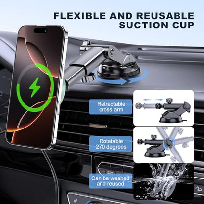 for Mag Safe Car Mount Charger Dash Windshield Vent Magnetic Phone Holder (Green)