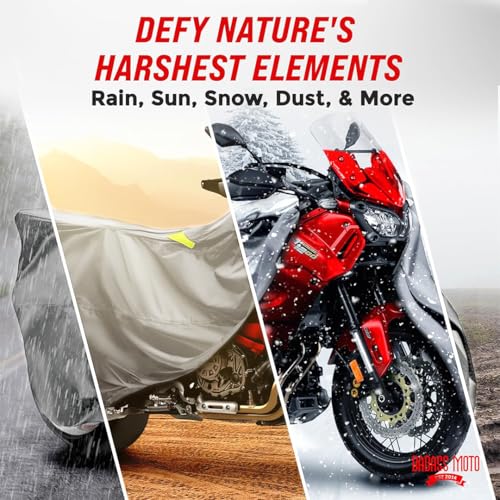 Waterproof Outdoor Motorcycle Cover for Adventure Bikes (Light Gray / [ADV] 99"L x 41"W x 63"H)