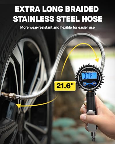 Digital Tire Inflator with Pressure Gauge 200 PSI (3-200 PSI / Tire Inflator Gauge)