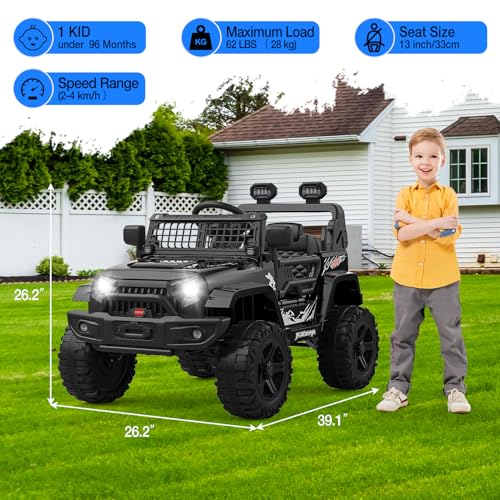 12V Kids Electric Ride On Truck Car w (Black)