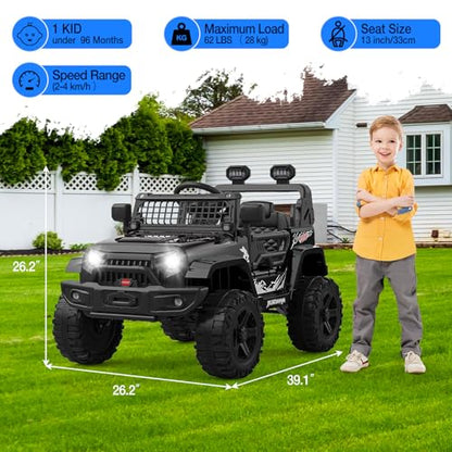 12V Kids Electric Ride On Truck Car w (Black)