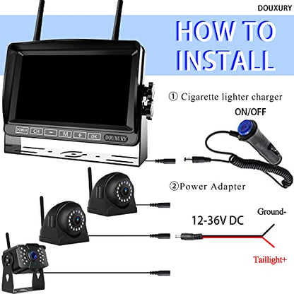 Wireless Backup Camera for RV Truck Trailer Camper Bus 5th Wheel 3 Rear (3CAM)