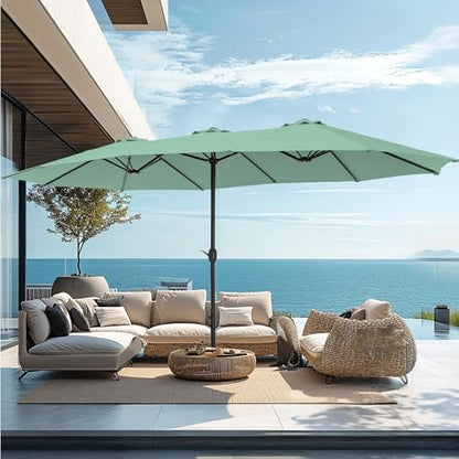 15ft Large Outdoor Patio Umbrella with Base Included (Mint Green)